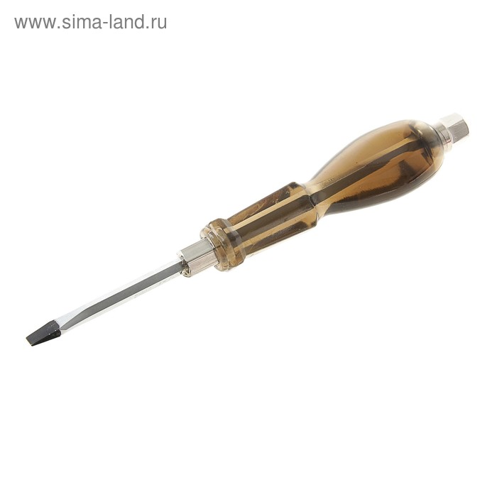 Отвертка шлицевая, SL6х100 мм, усиленная, ударная, п/ключ 12-13, коричн, подвес - Фото 1