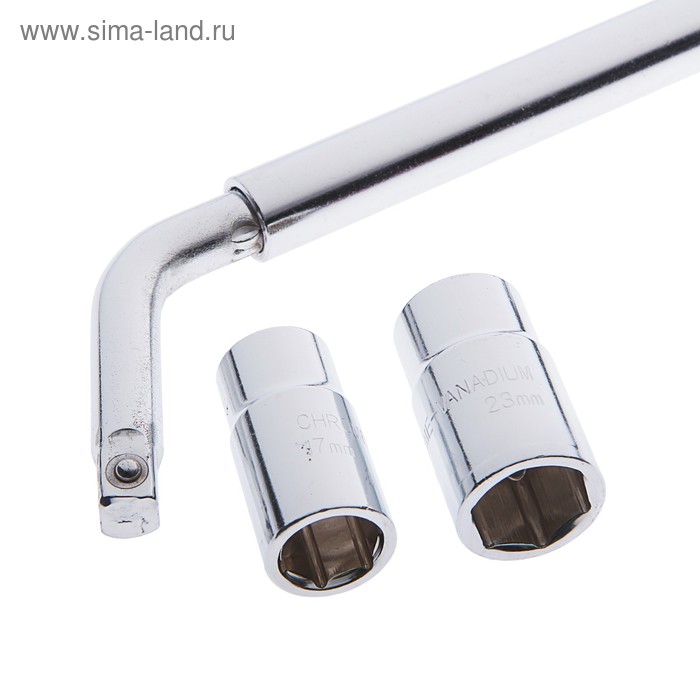 Ключ баллонный Г-образный телескопический ТУНДРА, квадрат 1/2", головки 17/19/21/23 мм - Фото 1