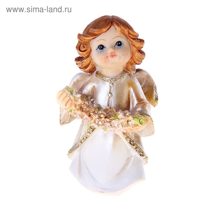 Сувенир полистоун "Ангел в золотистом платье" 8,5х4,5х3 см - Фото 1