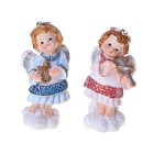 Сувенир полистоун "Ангелочек в розово-голубом платье музыкант" 9х4,5х3,5 см - Фото 2