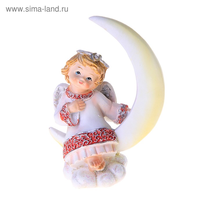 Сувенир полистоун "Ангелочек в розово-голубом платье на луне" 10х7х4 см - Фото 1