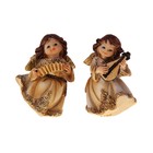 Сувенир полистоун "Ангелочек с золотым узором музыкант" 7х4,5х4 см - Фото 2