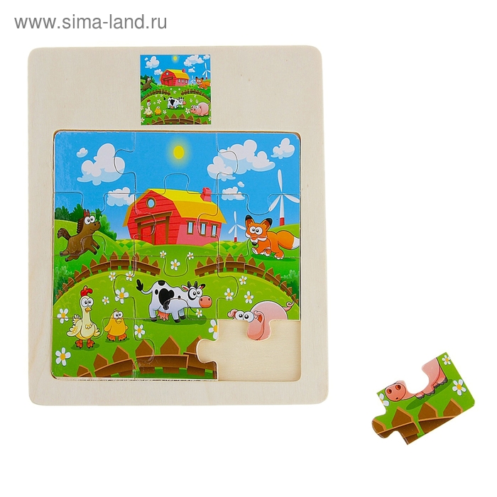 Пазл "Весёлая ферма", 12 элементов - Фото 1