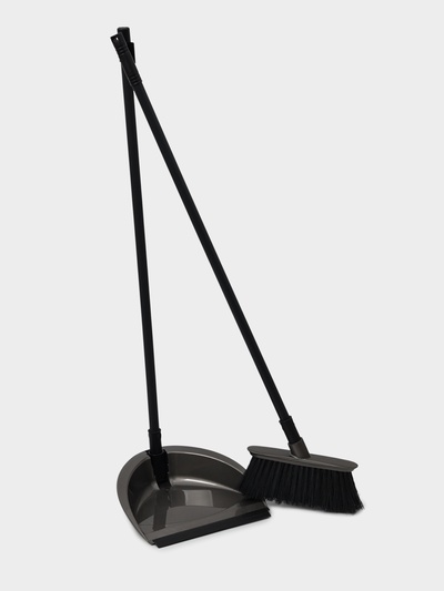 Щётка для пола с совком и кромкой Svip «Классика», пластик, 8×24×88 см, серый