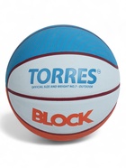 Баскетбольный мяч TORRES Block, B023167, р. 7, клееный, 8 панелей, резина, бутиловая камера - Фото 1
