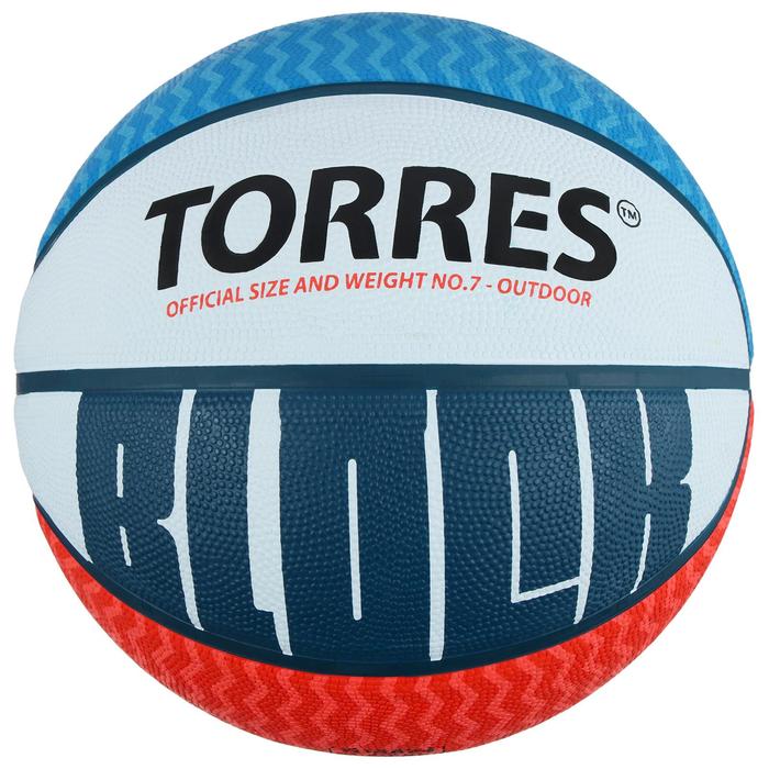 Мяч баскетбольный TORRES Block, B00077, резина, клееный, 8 панелей, р. 7 - Фото 1