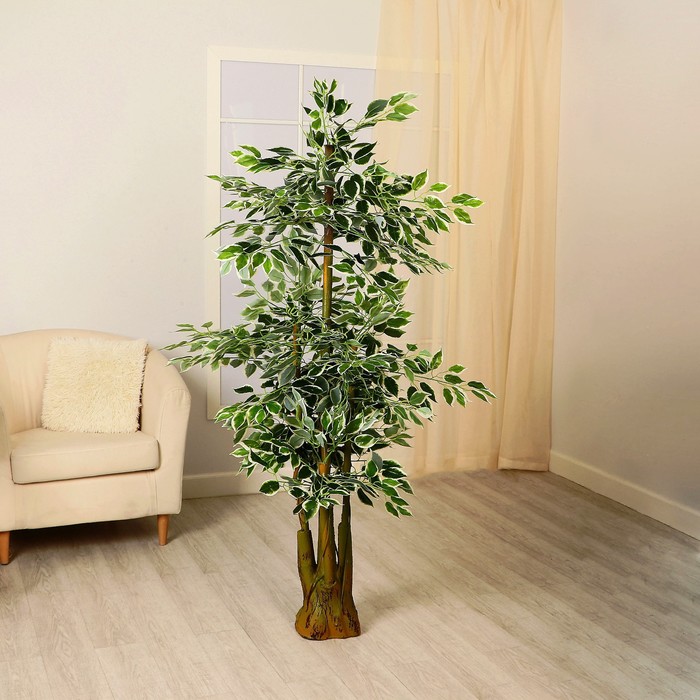 Дерево искусственное "Лист с белой каемкой" 160 см - Фото 1