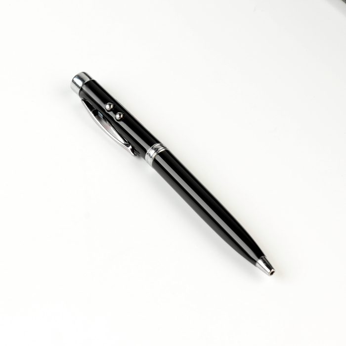 Фонарик-ручка с лазером карманный, 2 диода, цвета МИКС - фото 1905329747