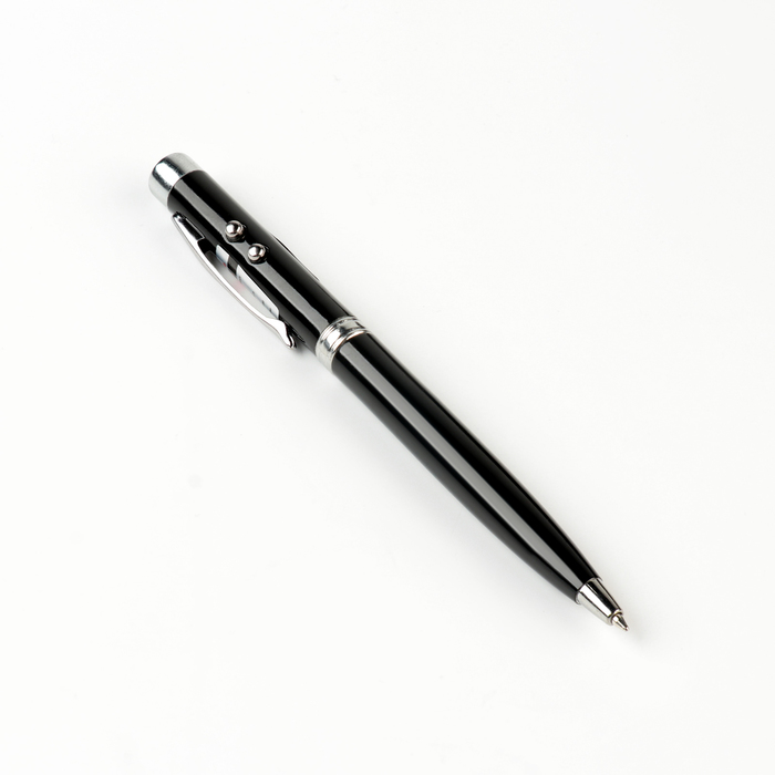 Фонарик-ручка с лазером карманный, 2 диода, цвета МИКС - фото 1905329749