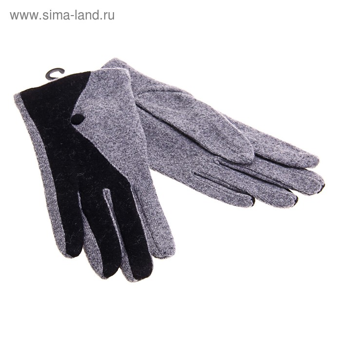 Перчатки женские "Два цвета" безразмерные, серо-черные - Фото 1