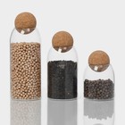 Банки для сыпучих Magistro «Эко», 3 предмета: 450/700/1000 мл, с пробковой крышкой, стекло, прозрачные - Фото 3