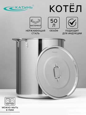 Котёл Катунь, 50 л, d=40 см, h=45.5 см, капсульное дно, индукция, нержавеющая сталь 6494332