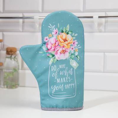 Варежка-прихватка «Доляна» В горошек 20×28 см, габардин, 35% хлопок, 65% п/э, ватин 250 г/м²