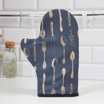 Варежка-прихватка «Доляна» Приборы 20×28 см, габардин, 35% хлопок, 65% п/э, ватин 250 г/м²