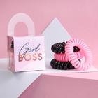 Резинки для волос пружинки Girl Boss, 4 шт, диам 3,5 см - фото 9187858