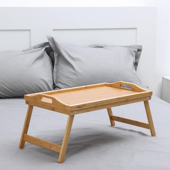 Столик-поднос для завтрака со складными ножками, 50×30×23 см, бамбук - Фото 1
