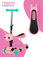 Самокат 2 в 1 с корзинкой GRAFFITI Kids, колёса PU 120/75 мм, розовый - Фото 5