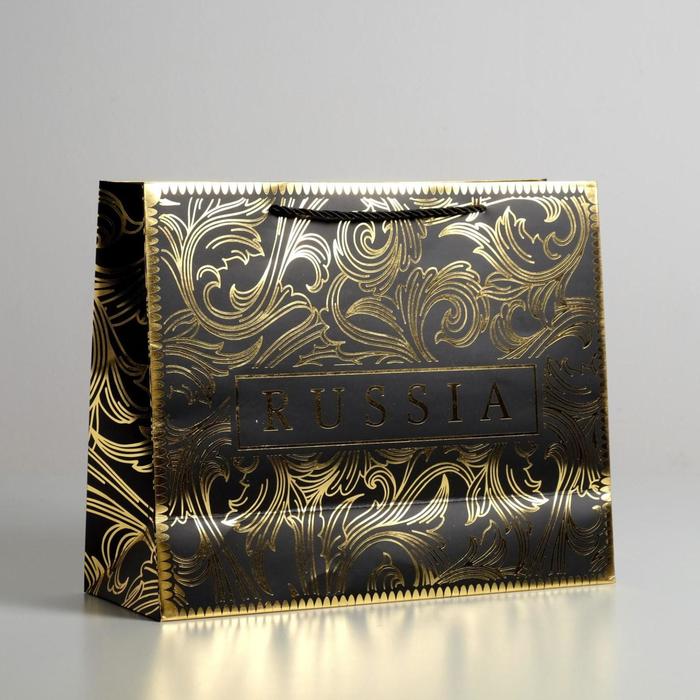 Пакет подарочный, упаковка, «Gold Russia», 32 х 26 х 12 см - фото 1885125684