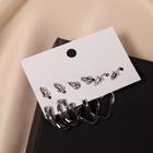 Серьги-кольца набор 3 пары "Нежность" изящная жемчужинка, цвет белый в серебре, d=2,5 - фото 25631302