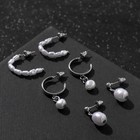 Серьги набор 3 пары «Юность» жемчужные сердечки, цвет белый в серебре (комплект 3 шт) - фото 25631307