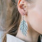Серьги металл «Папоротник» листочек, цвет серебро - Фото 3