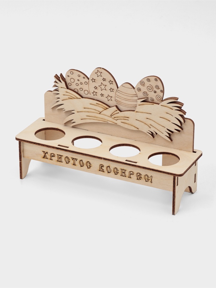 Подставка для пасхальных яиц Доляна «Христос Воскрес», 4 ячейки, 20×6×12.5 см, дерево - Фото 1