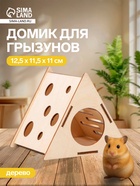 Домик для грызунов «Сыр», 12.5×11.5×11 см, дерево - Фото 1