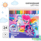 Карандаши 24 цвета, заточенные, шестигранные, картонная упаковка, европодвес, "Пинки Пай", My Little Pony - фото 295107224