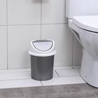 Ведро для мусора, 4 л, с подвижной крышкой, серо-белое - Фото 1