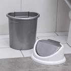 Ведро для мусора, 4 л, с подвижной крышкой, серо-белое - Фото 2