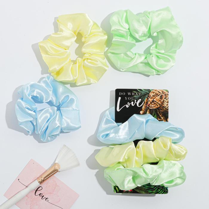 Набор атласных резинок для волос «Avocado style», 3 шт., диам. 9 см - Фото 1