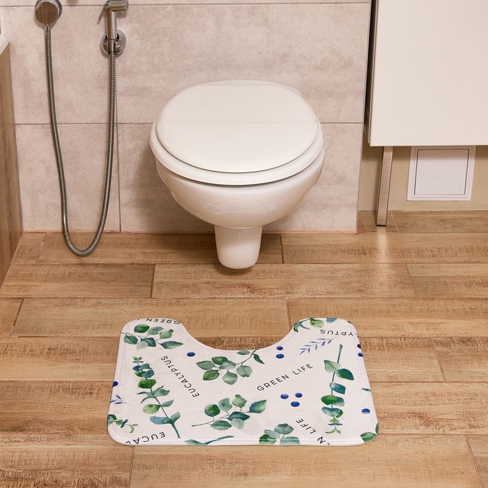 Коврик для ванной «Этель. Эвкалипт», 50×40 см, велюр