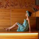 Набор для бани и ванной Этель "Горох"полотенце-парео 75*120 см+повязка, цв.голубой - Фото 2