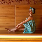 Набор для бани и ванной Этель "Горох"полотенце-парео 75*120 см+повязка, цв.голубой - Фото 3