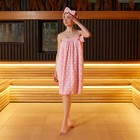 Набор для бани и ванной Этель "Горох" полотенце-парео 75*120 см+повязка, цв.розовый - Фото 1