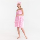 Набор для бани и ванной Этель "Горох" полотенце-парео 75*120 см+повязка, цв.розовый - Фото 3