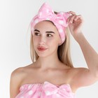 Набор для бани и ванной Этель "Горох" полотенце-парео 75*120 см+повязка, цв.розовый - Фото 4