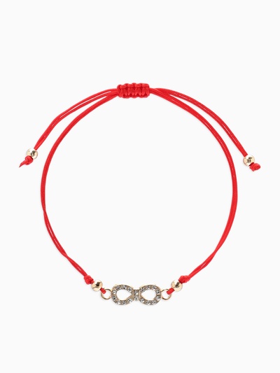 Браслет-оберег «Красная нить», Your daily life бесконечность, белый в золоте