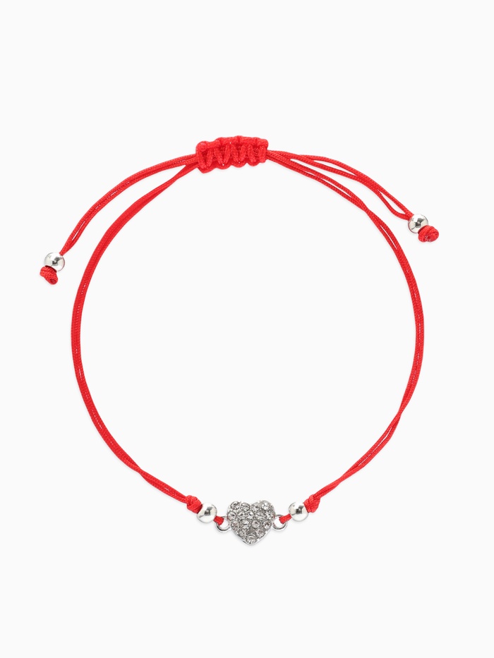 Браслет-оберег «Красная нить» Your daily life сердечко, белый в серебре, 7 см - Фото 1