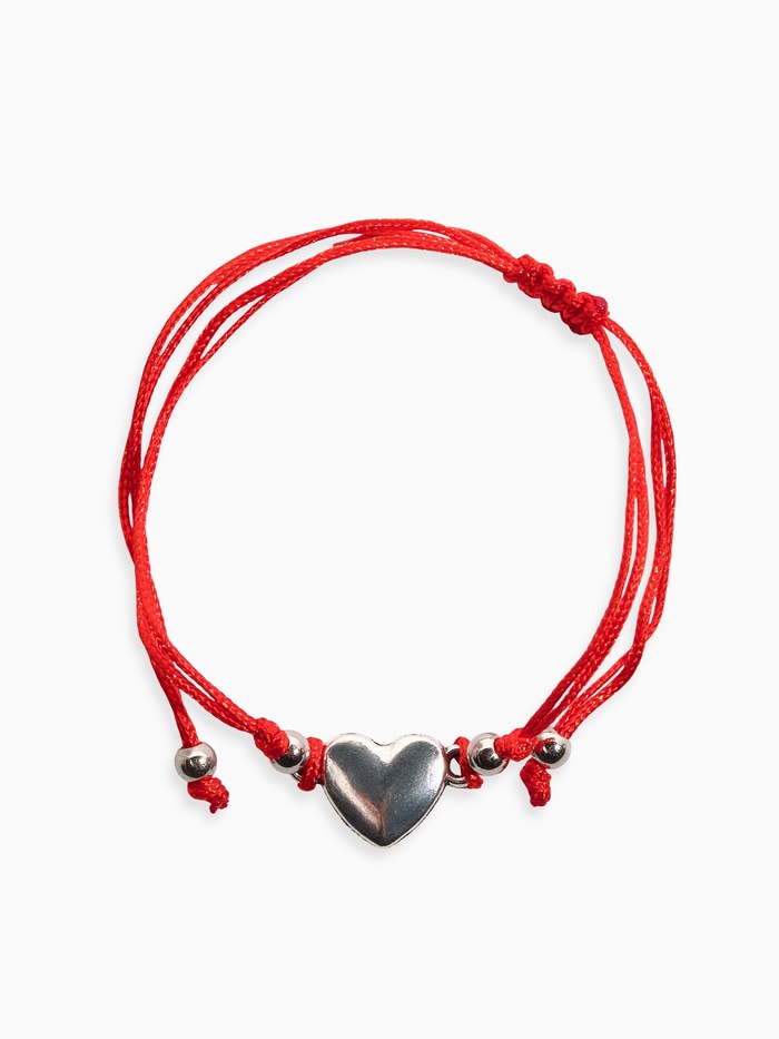 Браслет-оберег «Красная нить» Your daily life сердце, цвет серебро, 7 см - Фото 1