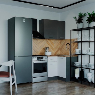 Кухня Лофт Угловая 1000х1000 Антрацит/Детройт/Антрацит,Жемчуг