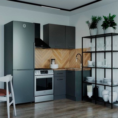 Кухня угловая «Антрацит», со столешницей, 1000×1000 мм, цвет антрацит/дуб вотан/антрацит