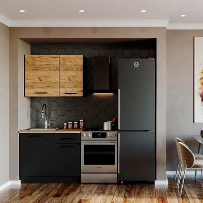 Кухня прямая «Дели», со столешницей, 1000×600 мм, цвет антрацит/дуб вотан/антрацит/дуб