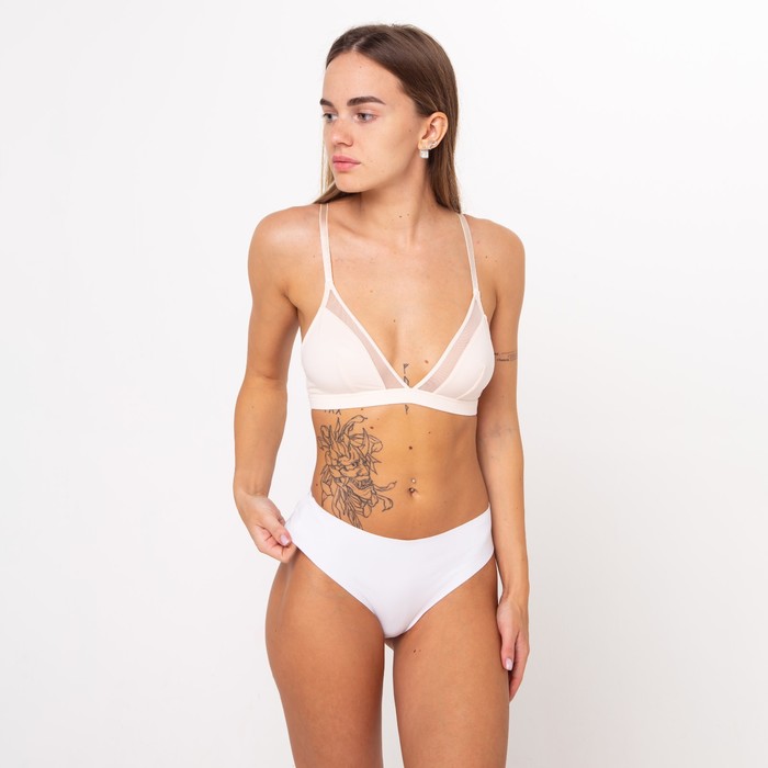 Трусы женские бесшовные стринги, цвет белый, размер 46-48 (XL) - Фото 1