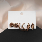 Серьги набор 3 пары «Нежность» узелок, цвет золото, d=2 (комплект 6 шт) - фото 21216557