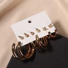 Серьги-кольца набор 3 пары «Классика» консерватизм, цвет золото, d=3 (комплект 7 шт) - фото 25563209