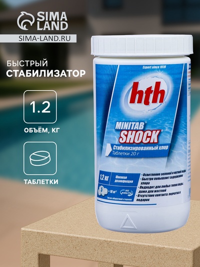 Быстрый стабилизатор, хлорсодержащий в табл. hth MINITAB SHOCK, 1.2 кг