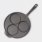 Сковорода-оладница чугунная, d=19,5 см, чугунная ручка, цвет чёрный - Фото 2
