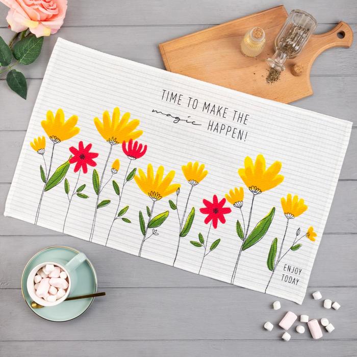 Полотенце кухонное «Доляна» Enjoy today, белое, 35×60 см - Фото 1