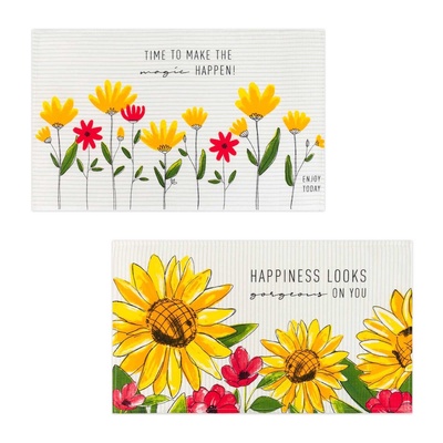 Набор полотенец кухонных «Доляна» Happiness looks, 35×60 см - 2 шт., хлопок 100%